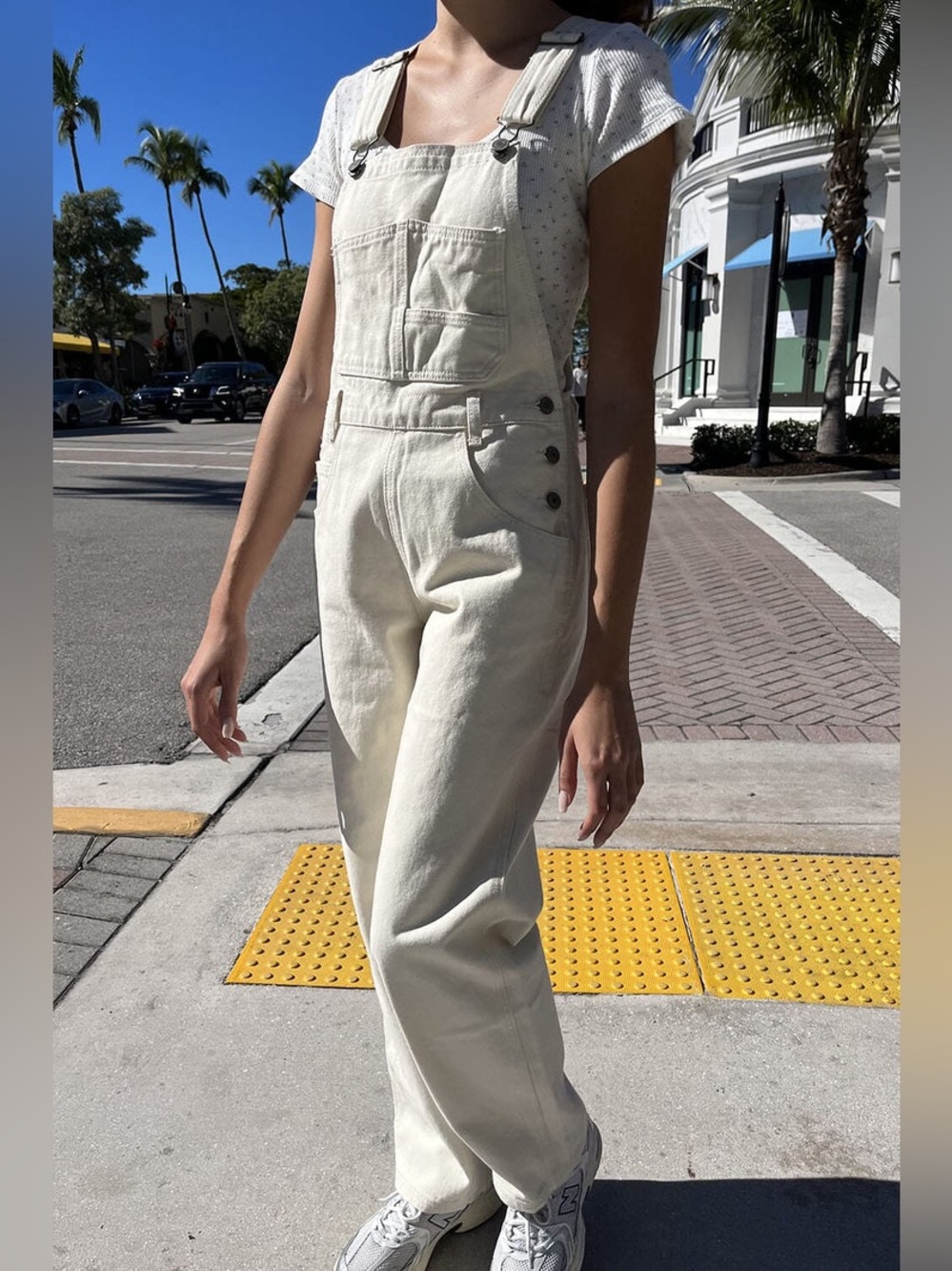 Brandy Melville John Galt Denim Overalls White Size Small